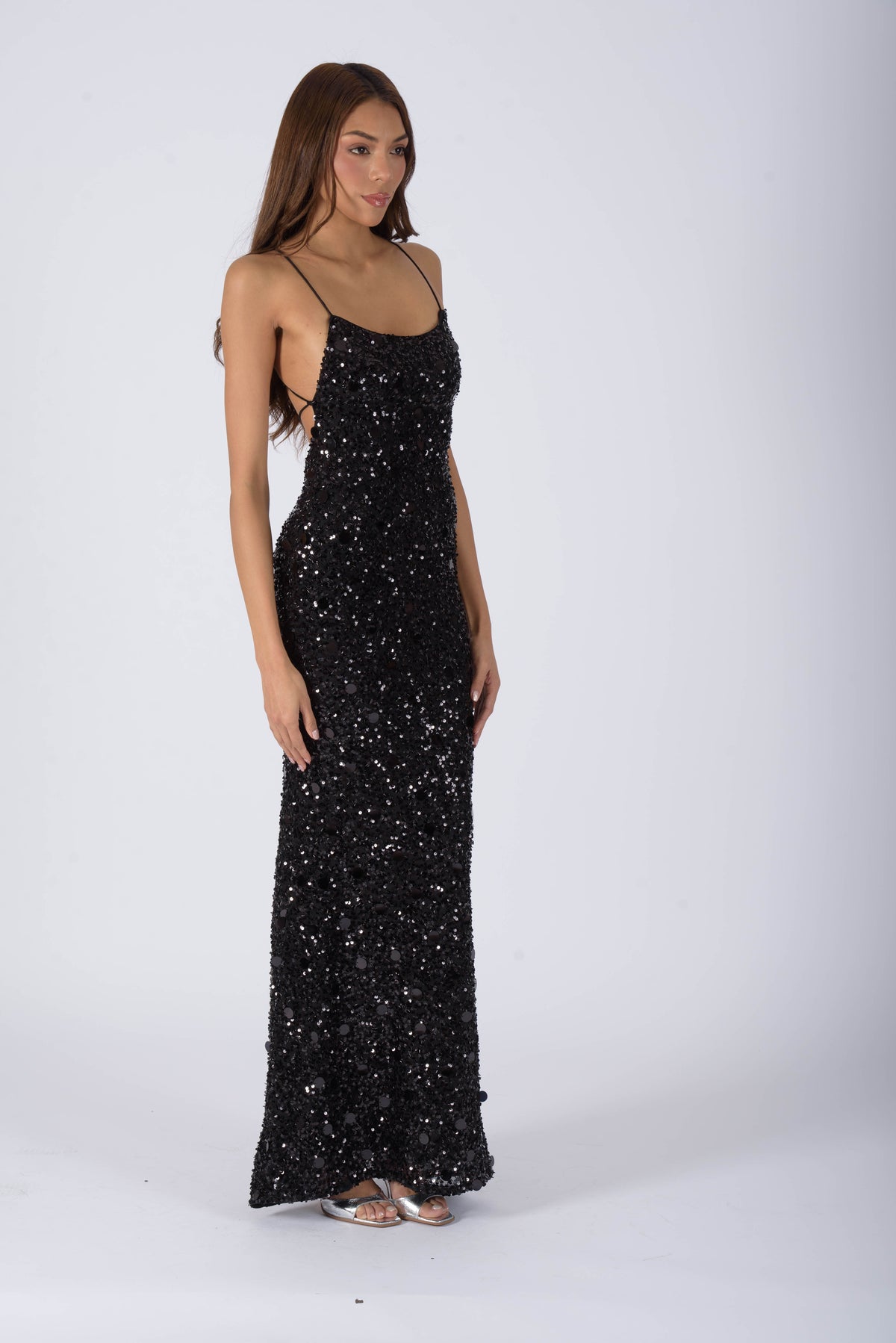 SAINT TROPEZ Long Dress - Caviar Black