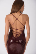 SAINT TROPEZ Long Dress - Burgundy Passion