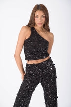 SEOUL One Sleeve Top - Caviar Black