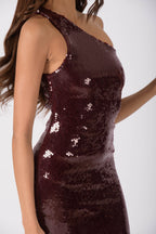 BEIRUT One Shoulder Dress - Burgundy Passion
