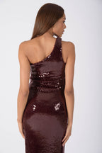 BEIRUT One Shoulder Dress - Burgundy Passion