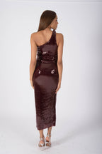 BEIRUT One Shoulder Dress - Burgundy Passion