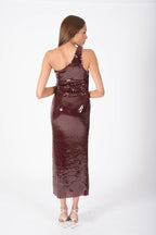 BEIRUT One Shoulder Dress - Burgundy Passion